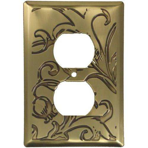Victorian Antique Brass Duplex Outlet Switchplate:Wallplatesonline.com