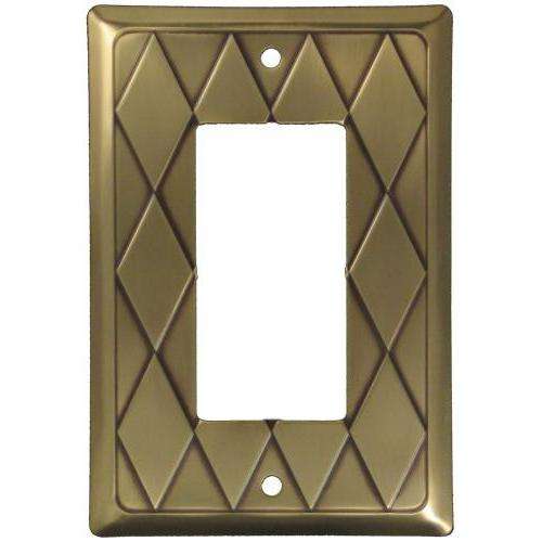 Diamond Antique Brass Single Rocker Switchplate:Wallplatesonline.com