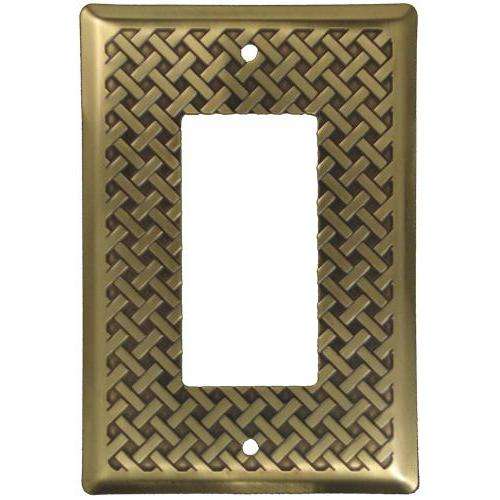 Weave Antique Brass Single Rocker Switchplate:Wallplatesonline.com