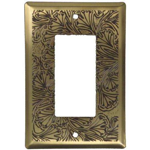 Maidenhaire Fern Antique Brass Single Rocker Switchplate:Wallplatesonline.com