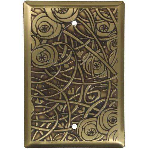 Deco Floral Antique Brass BlankSwitchplate:Wallplatesonline.com