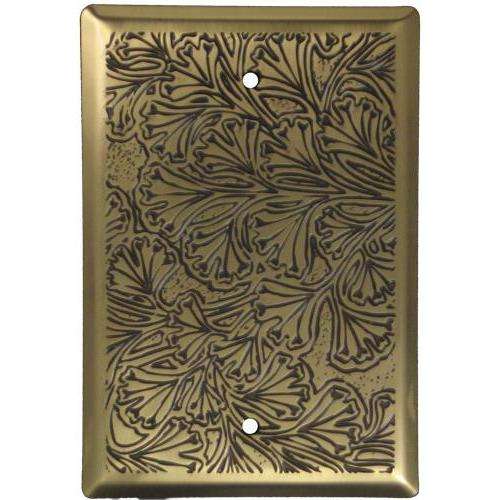 Maidenhaire Fern Antique Brass Duplex Outlet Switchplate