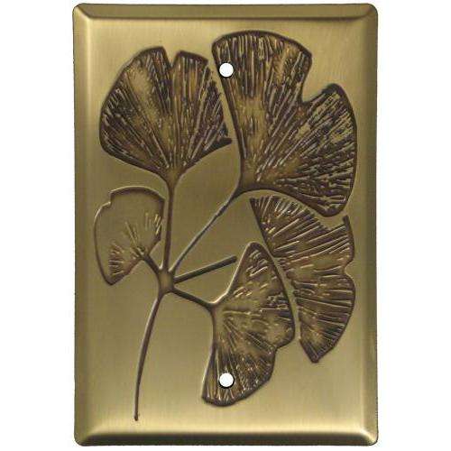Ginkgo Antique Brass BlankSwitchplate