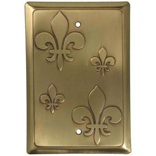 Fleur-de-Lis Antique Brass BlankSwitchplate