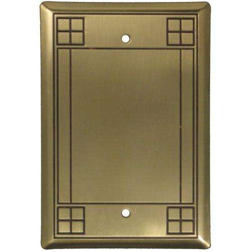 Arts and Crafts Antique Brass Blank Switchplate:Wallplatesonline.com
