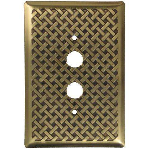 Weave Antique Brass 1 Pushbutton Switchplate:Wallplatesonline.com