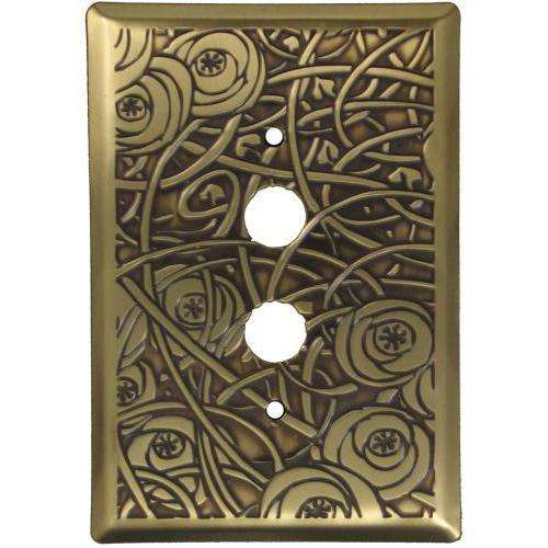 Deco Floral Antique Brass 1 Pushbutton Switchplate:Wallplatesonline.com
