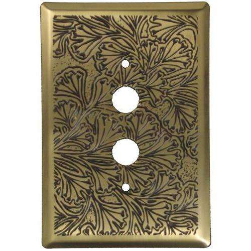 Maidenhaire Fern Antique Brass 1 Pushbutton Switchplate:Wallplatesonline.com