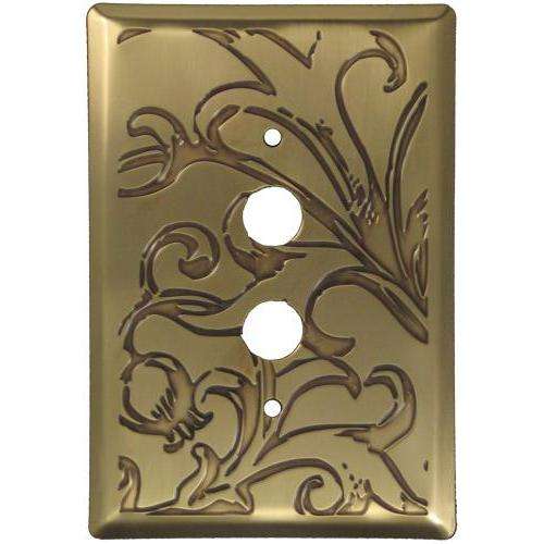Victorian Antique Brass 1 Pushbutton Switchplate