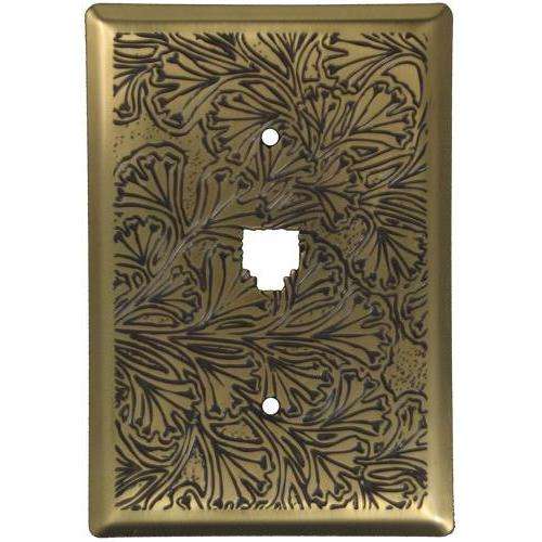 Maidenhaire Fern Antique Brass Phone Switchplate w/ Hardware