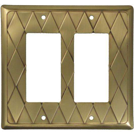 Diamond Antique Brass Double Rocker Switchplate