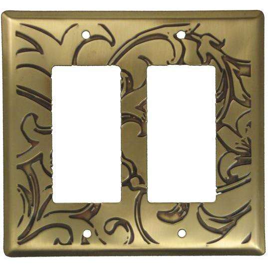 Victorian Antique Brass Double Rocker Switchplate:Wallplatesonline.com