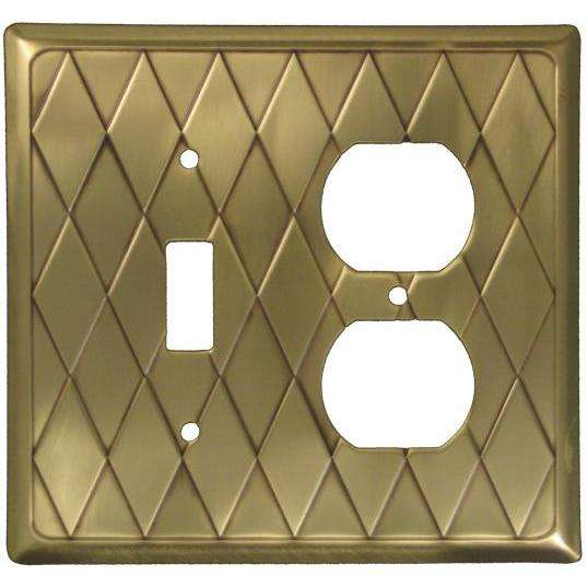 Diamond Antique Brass Toggle / Duplex Switchplate