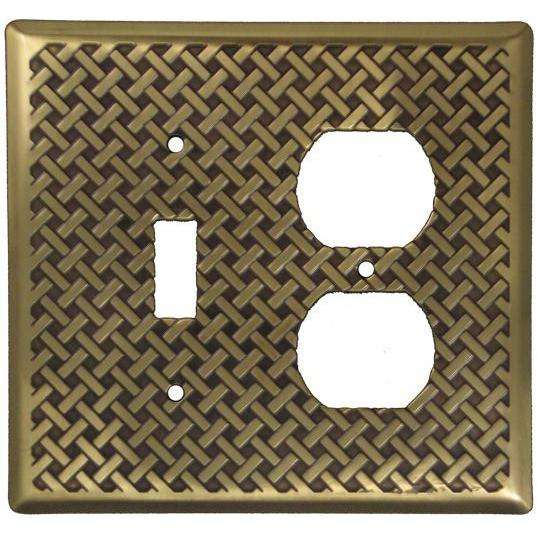 Weave Antique Brass Toggle / Duplex Switchplate