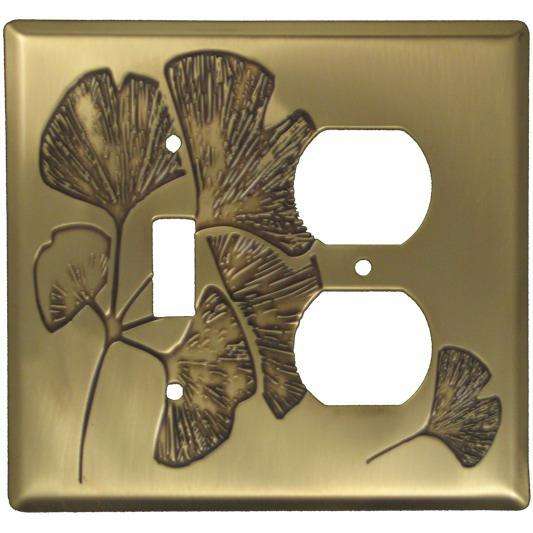 Ginkgo Antique Brass Toggle / Duplex Switchplate
