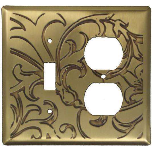 Victorian Antique Brass Toggle / Duplex Switchplate