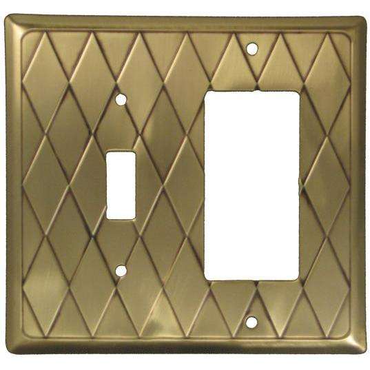 Diamond Antique Brass Toggle / Rocker Switchplate