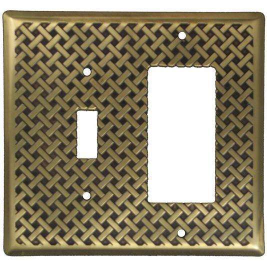Weave Antique Brass Toggle / Rocker Switchplate