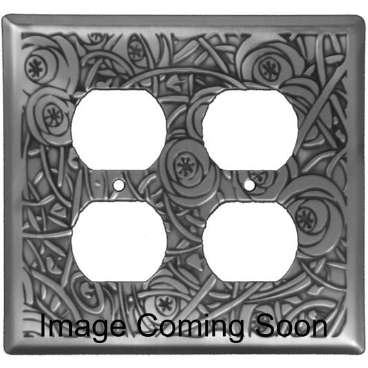 Deco Floral Stainless Steel 2 Duplex Outlet Switchplate