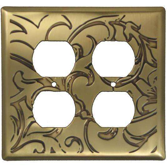 Victorian Antique Brass 2 Duplex Outlet Switchplate:Wallplatesonline.com