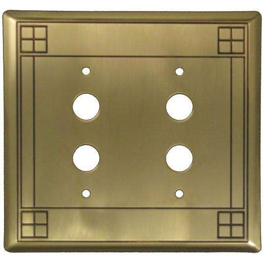 Arts and Crafts Antique Brass 2 PushbuttonSwitchplate:Wallplatesonline.com