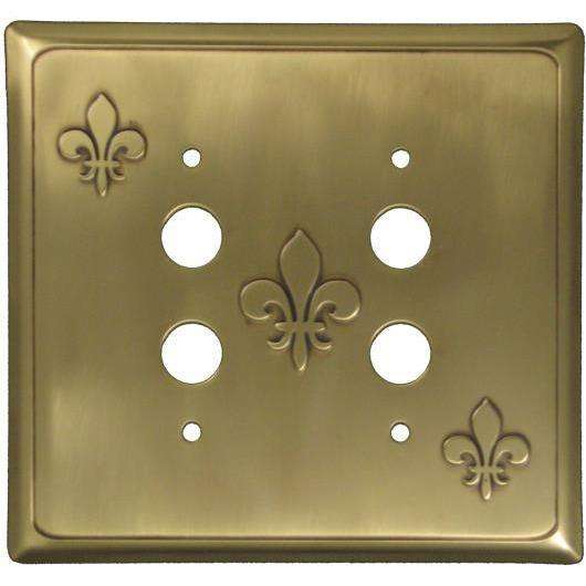 Fleur-de-Lis Antique Brass 2 PushbuttonSwitchplate:Wallplatesonline.com