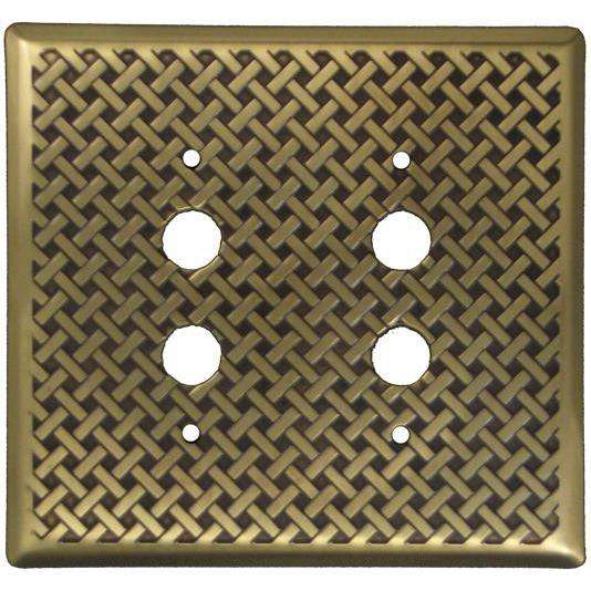 Weave Antique Brass 2 PushbuttonSwitchplate