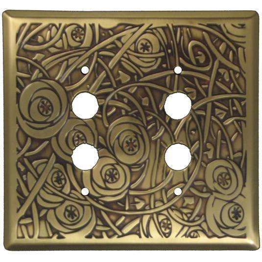 Deco Floral Antique Brass 2 PushbuttonSwitchplate:Wallplatesonline.com