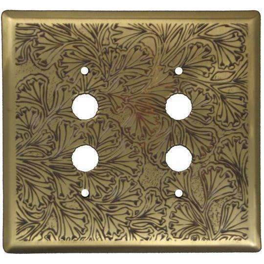 Maidenhaire Fern Antique Brass 2 PushbuttonSwitchplate