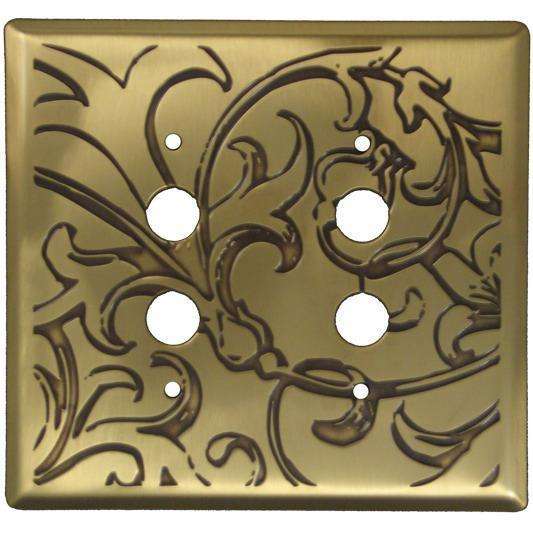 Victorian Antique Brass 2 PushbuttonSwitchplate