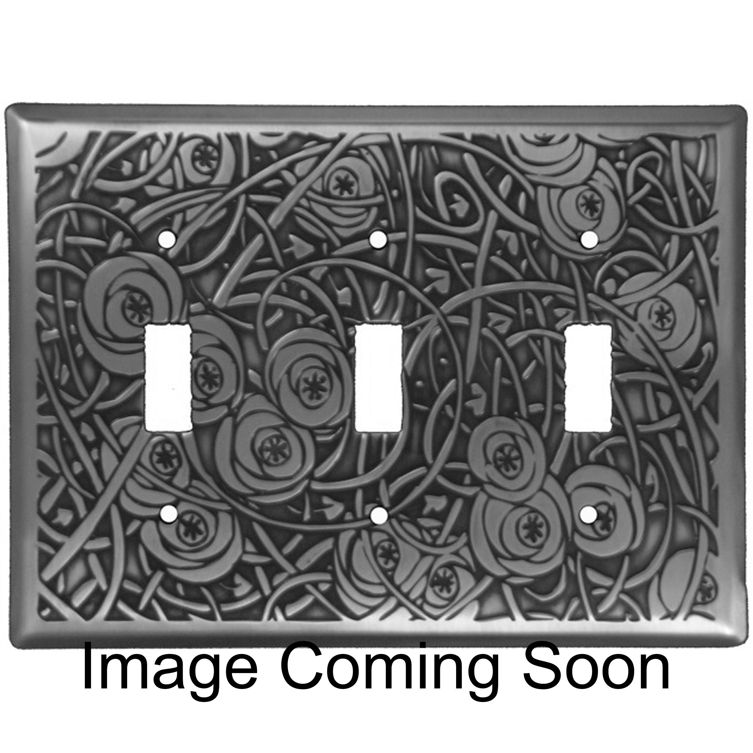 Deco Floral Stainless Steel Triple Toggle Switchplate