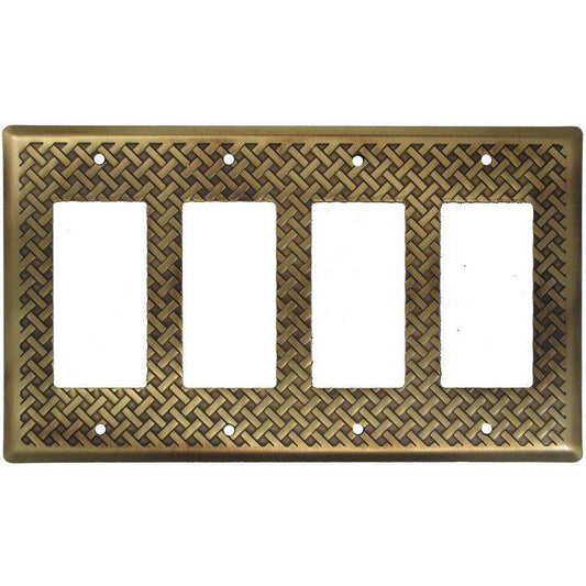 Weave Antique Brass 4 Rocker Switchplate:Wallplatesonline.com