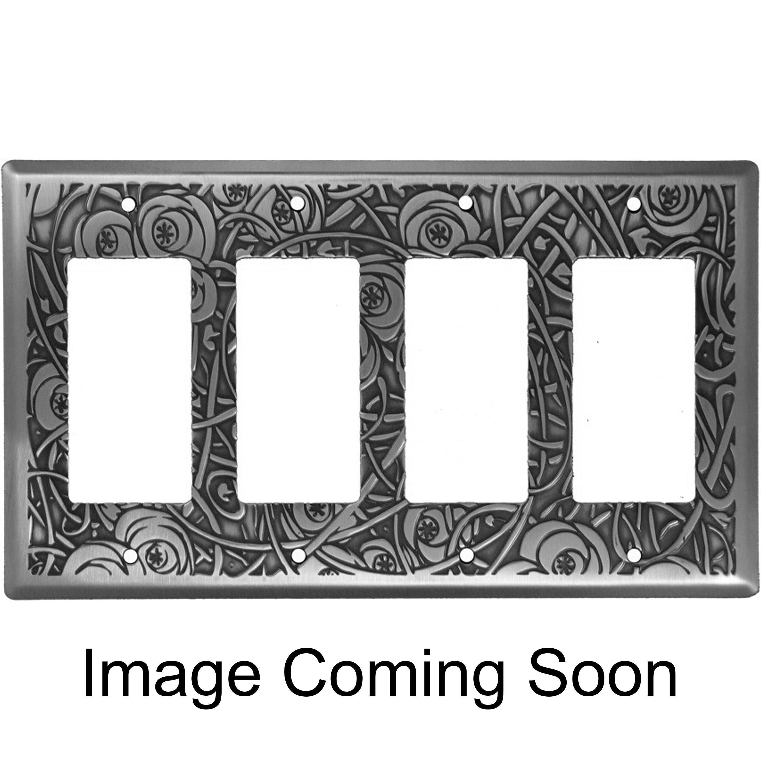 Deco Floral Stainless Steel 4 Rocker Switchplate