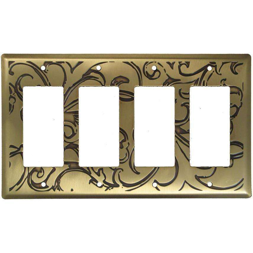 Victorian Antique Brass 4 Rocker Switchplate