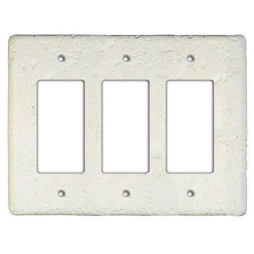Linen Stone Triple Rocker Switchplate - Wallplatesonline.com