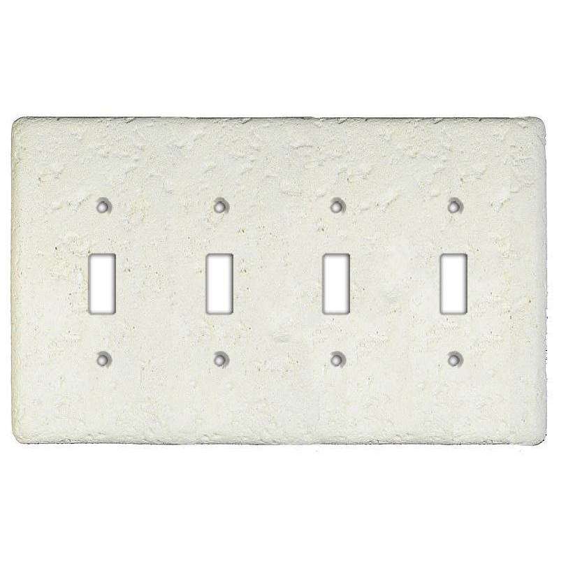 Linen Stone Quad Toggle Switchplate - Wallplatesonline.com
