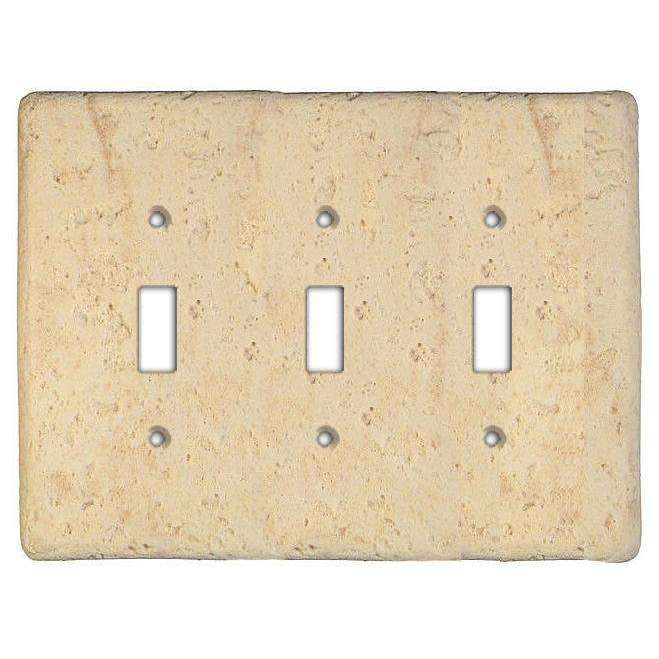 Mocha Stone Triple Toggle Switchplate - Wallplatesonline.com