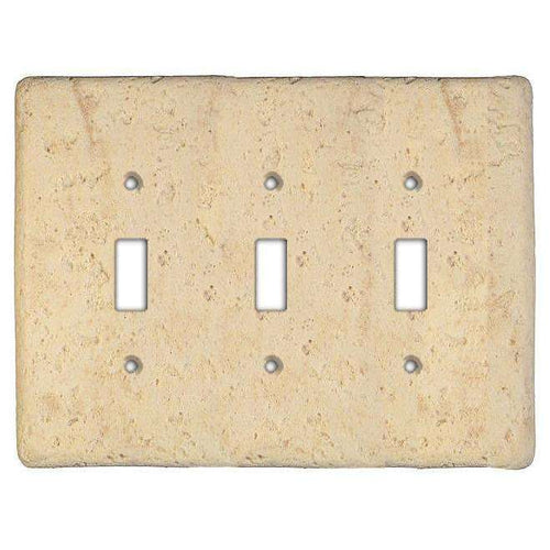 Mocha Stone Triple Toggle Switchplate - Wallplatesonline.com