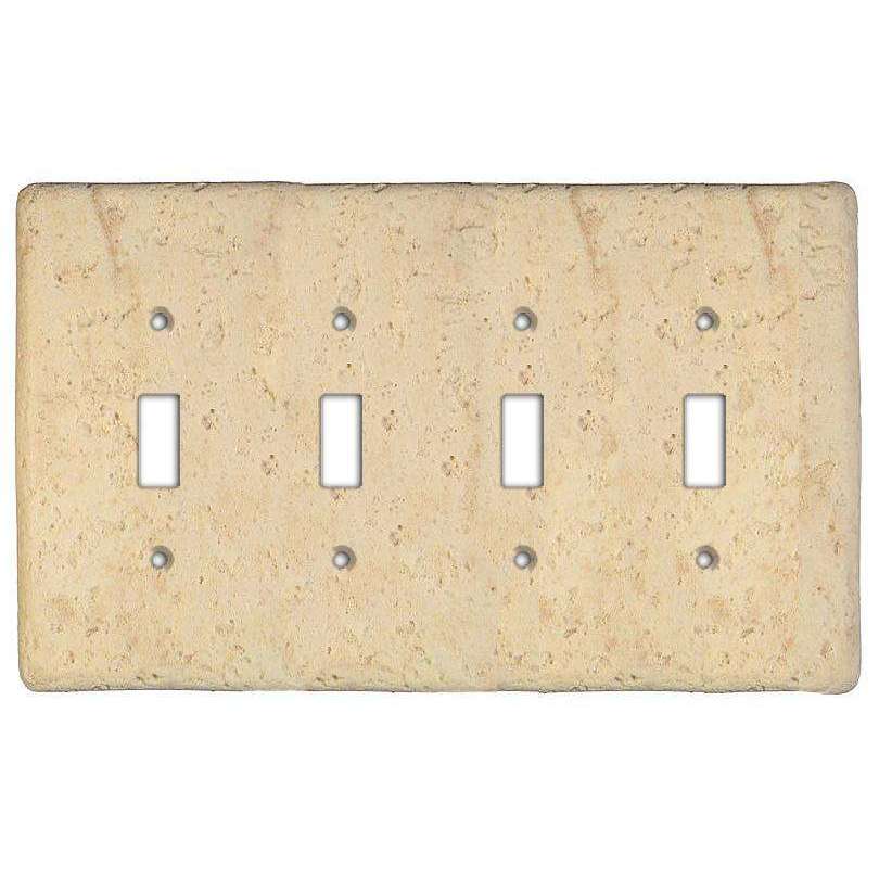 Stonique Mocha Stone Quad Toggle Switchplate