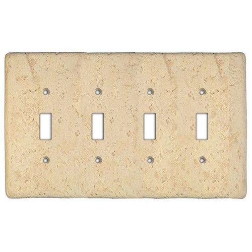 Mocha Stone Quad Toggle Switchplate - Wallplatesonline.com