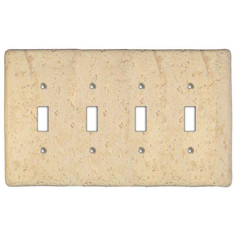 Mocha Stone Quad Toggle Switchplate - Wallplatesonline.com