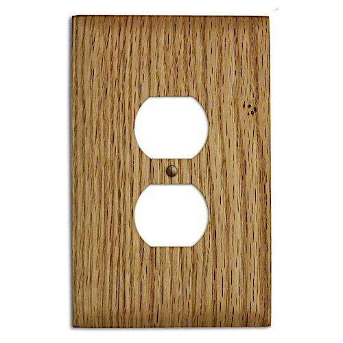 Oversized Discontinued Red Oak Wood Duplex Outlet Cover Plate