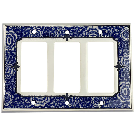 Blue Chinoiserie Cover Plates 3 Rocker Wallplate