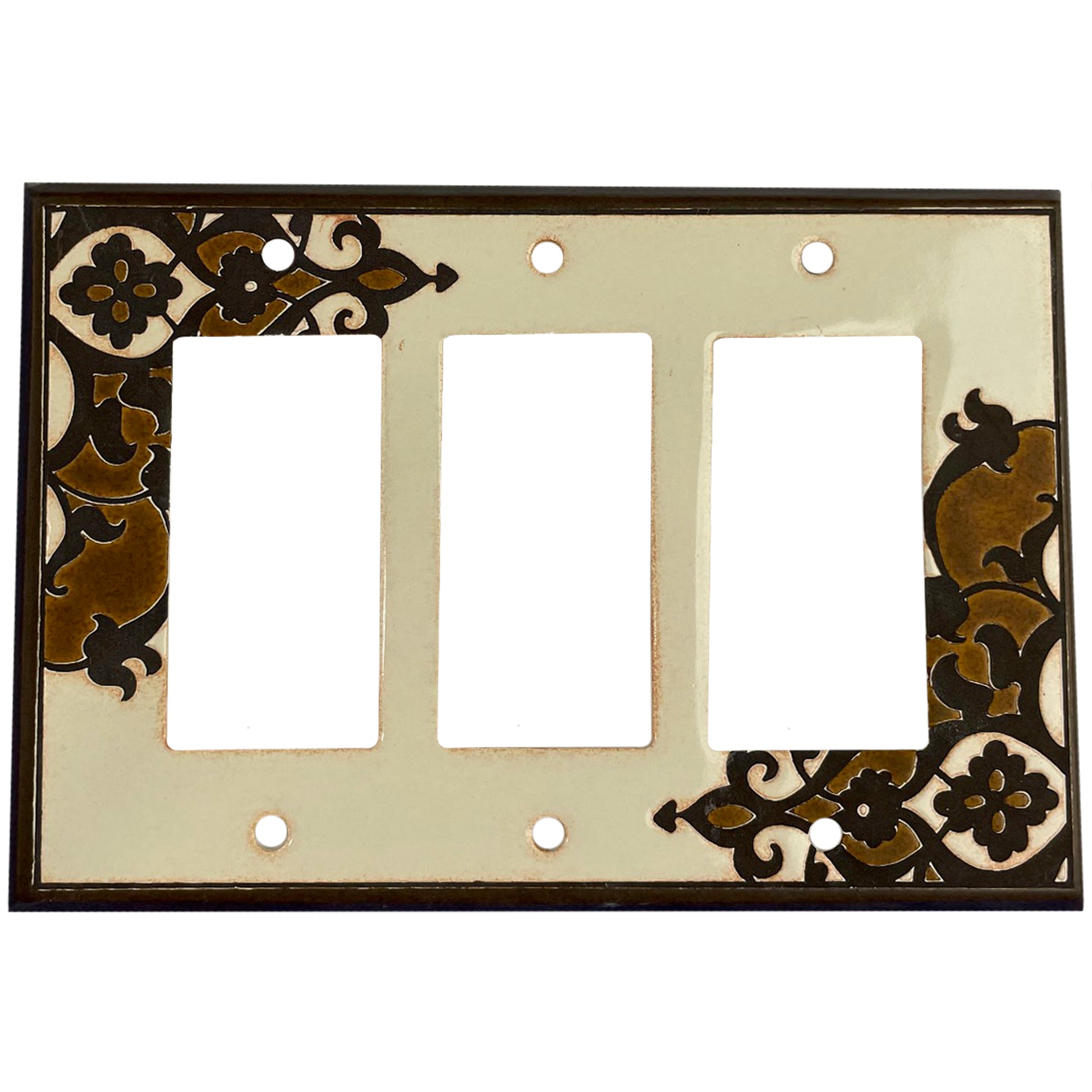 Finials - Cream Cover Plates 3 Rocker Wallplate