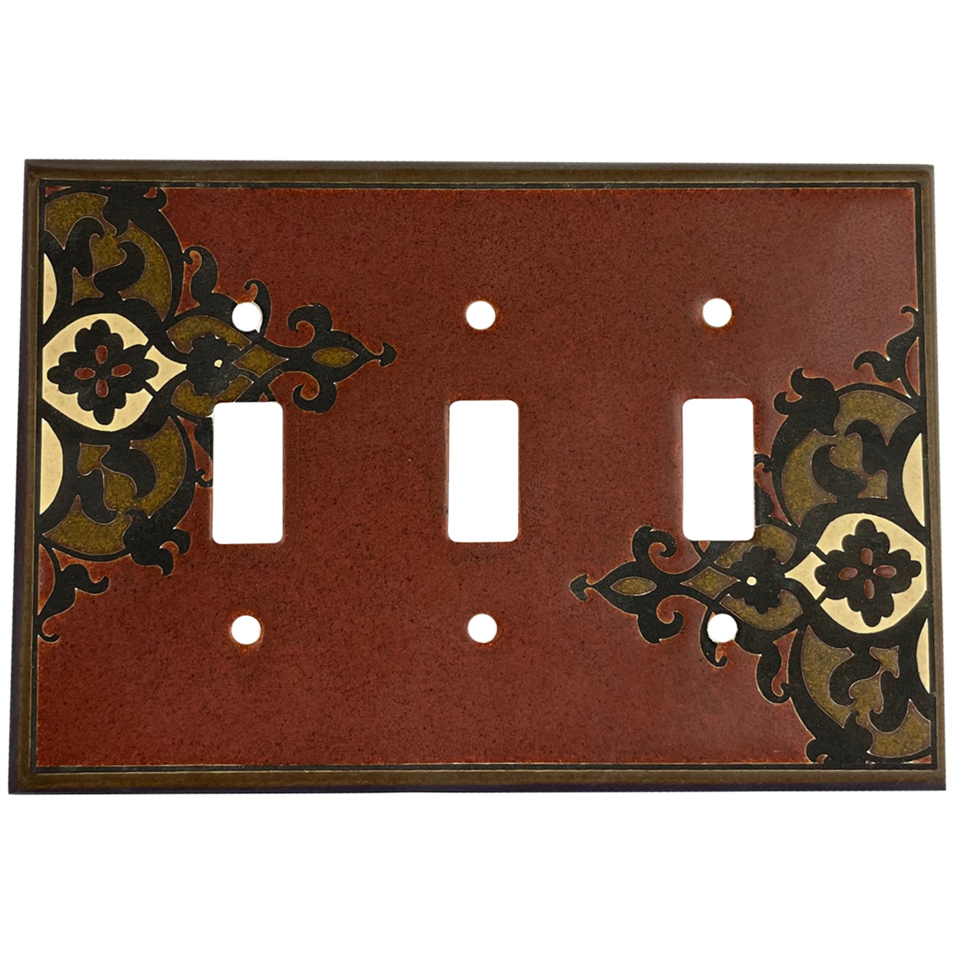 Finials - Burgandy Single Covers Plates 3 Toggle Wallplate