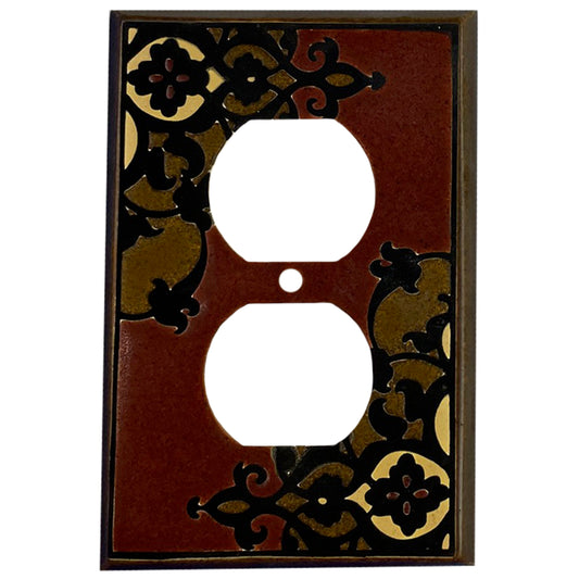 Finials - Burgandy Single Covers Plates Duplex Outlet Wallplate