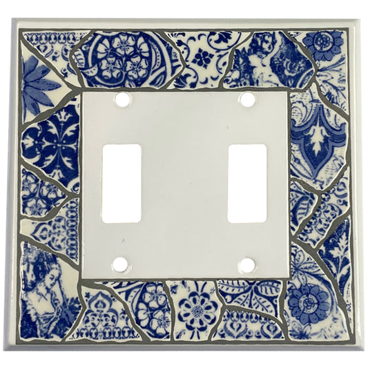 Blue Transferware Single Covers Plates 2 Toggle Wallplate