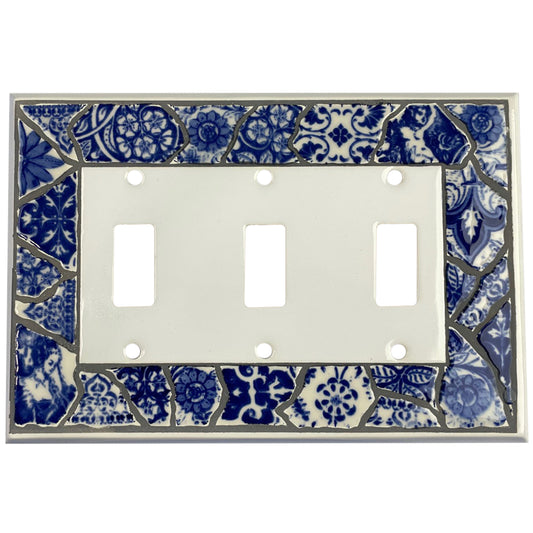 Blue Transferware Single Covers Plates 3 Toggle Wallplate