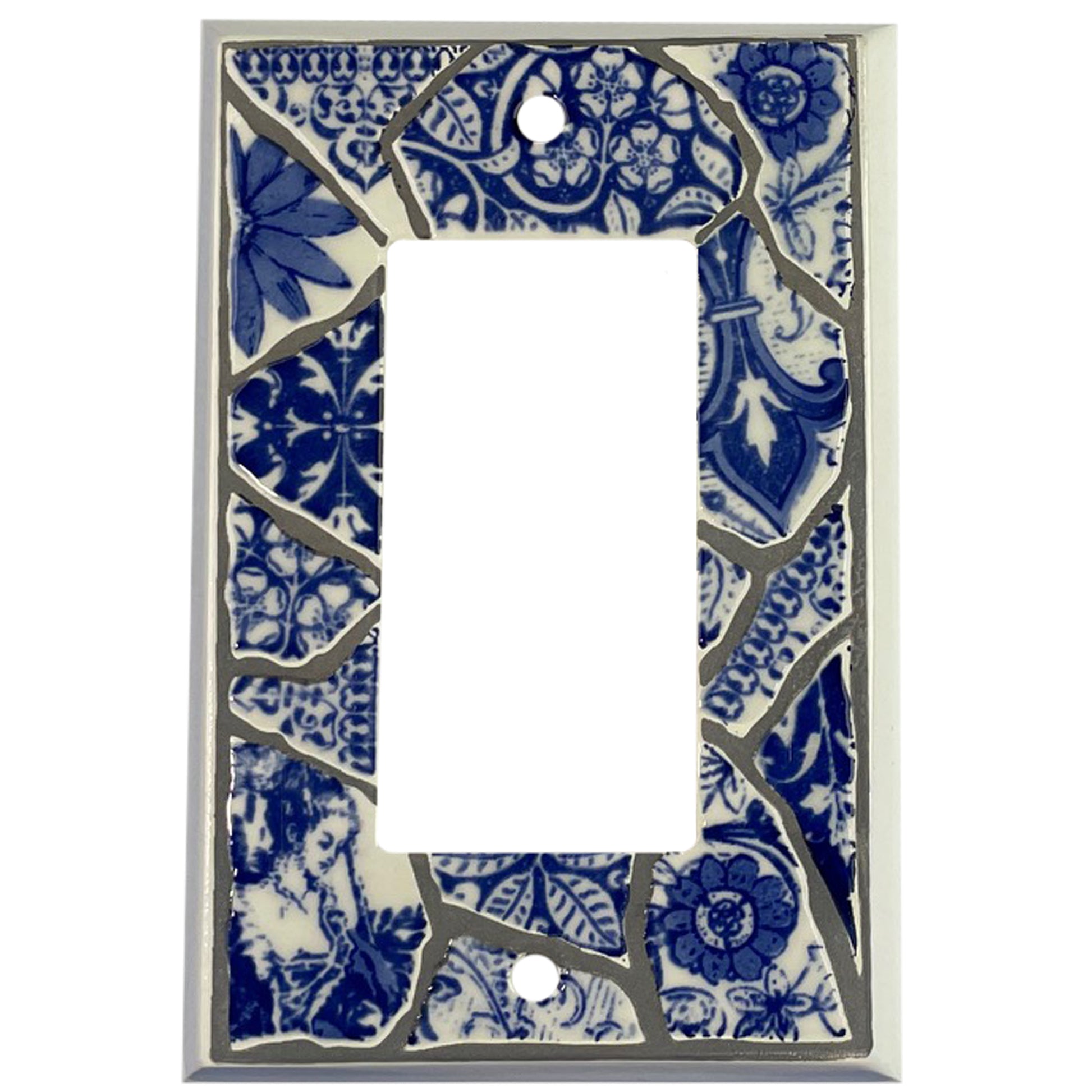 Blue Transferware Single Covers Plates Rocker Wallplate