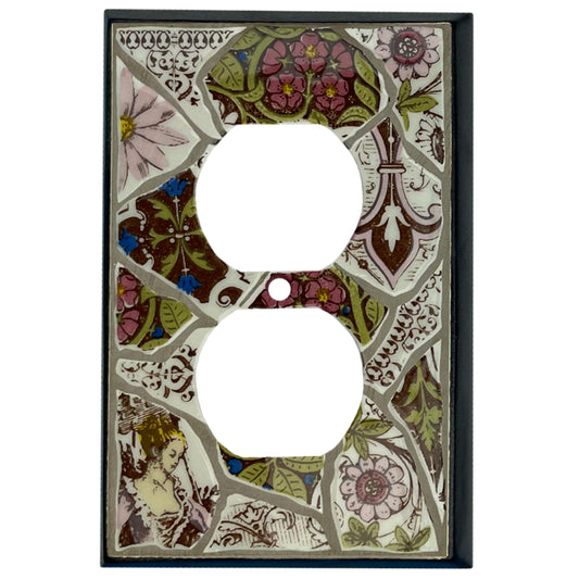 Mosaic Floral Single Covers Plates Duplex Outlet Wallplate